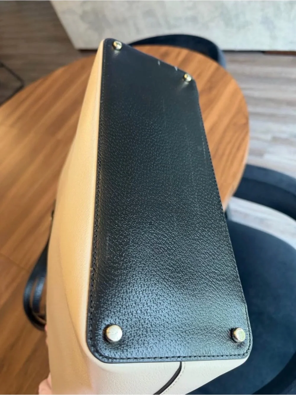 kate spade White and Black Leather Tote